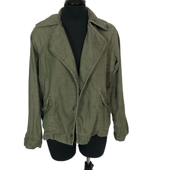 American Eagle Green Utility Moto Linen Jacket - Women’s XXS - Picture 1 of 5